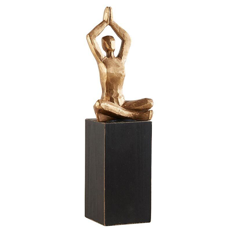 Gold Sukhasana Statue Sculpture Modern Accent Figurine Living Room - Pack of 2