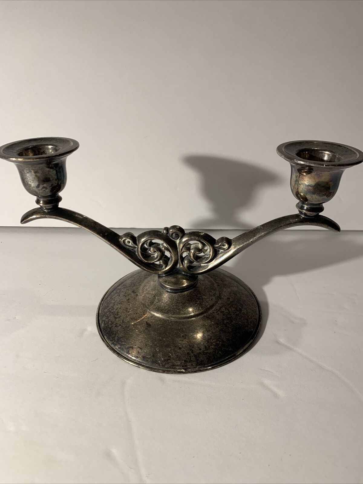 1940s Art Deco Silverplate 2 Candle Candelabra~Candle Holder~Hollywood Regency