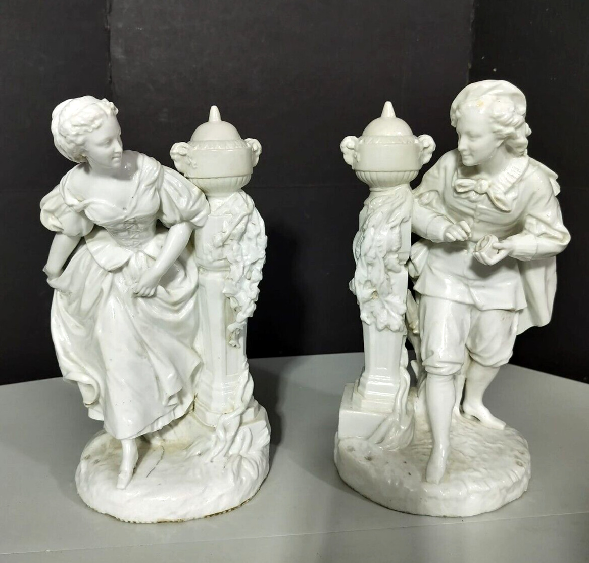 Antique German Meissen Porcelain Figurine Couple, 11.5\