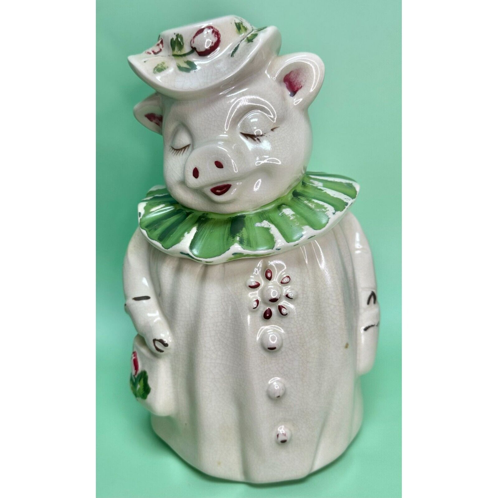 VTG Shawnee Winnie the Pig Green Clover 12” Cookie Jar 127