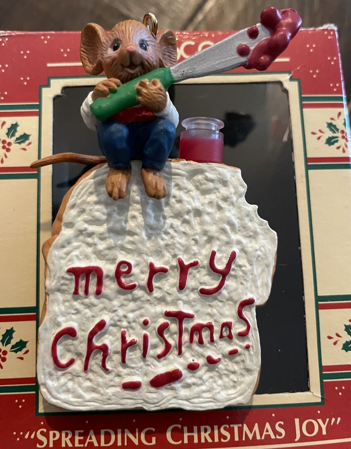 Enesco Ornament  1989 Spreading Christmas Joy Mouse Bread Jelly Toast With Box