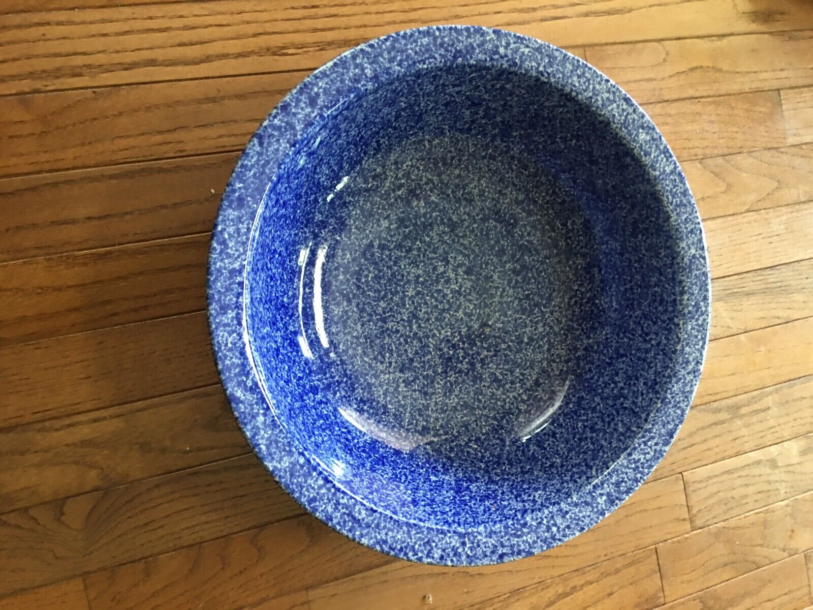 Vintage 1980s Blue Speckled Large Ceramic Porcelain Wash Basin / Bowl 15\