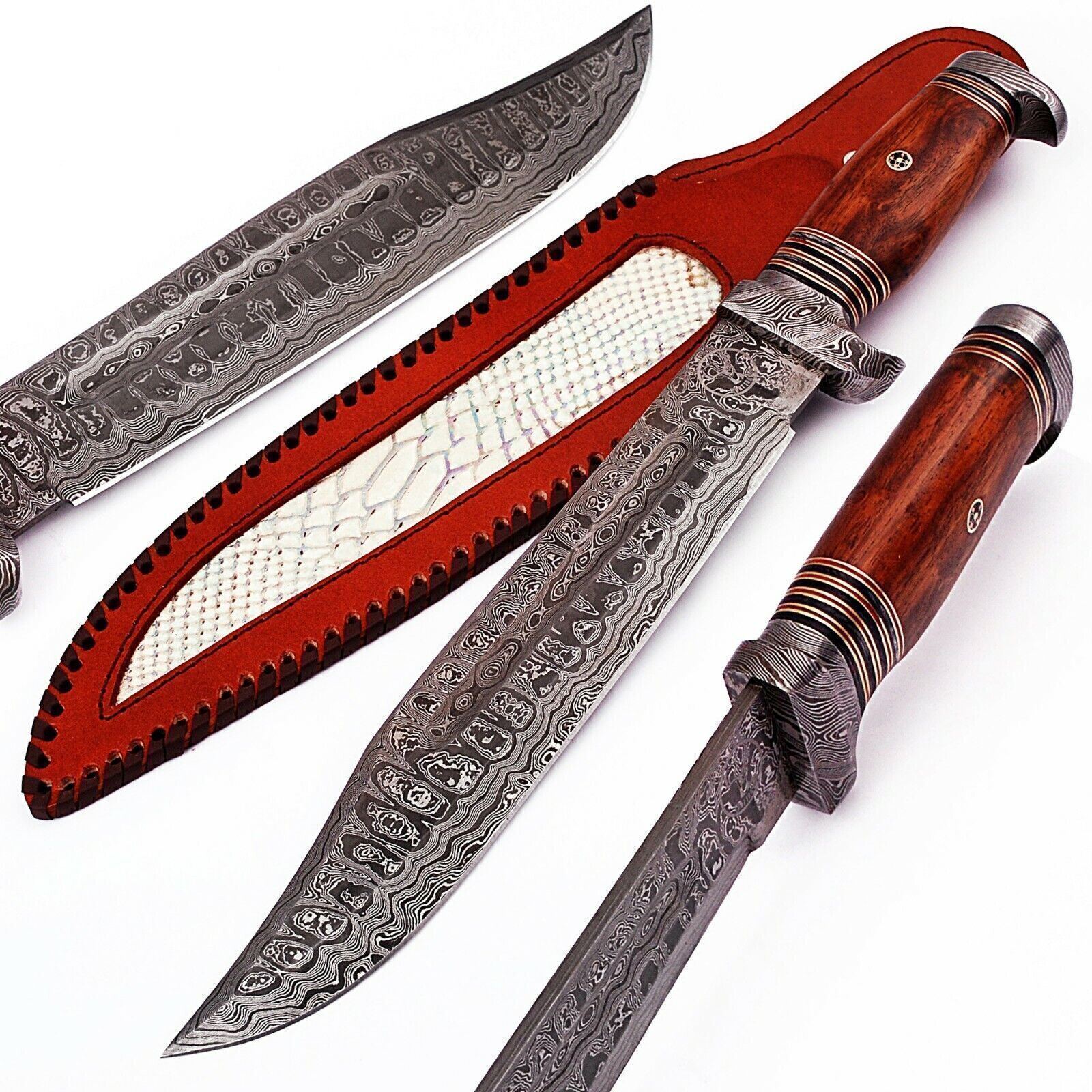 Hunt for Life Cajun Dweller Damascus Steel Clip Point Bowie Hunting Knife