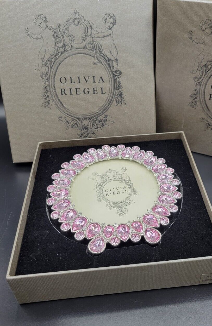 Olivia Riegal Photo Frame Pink Crystals New In Box Wedding Baby Spring 6x6 