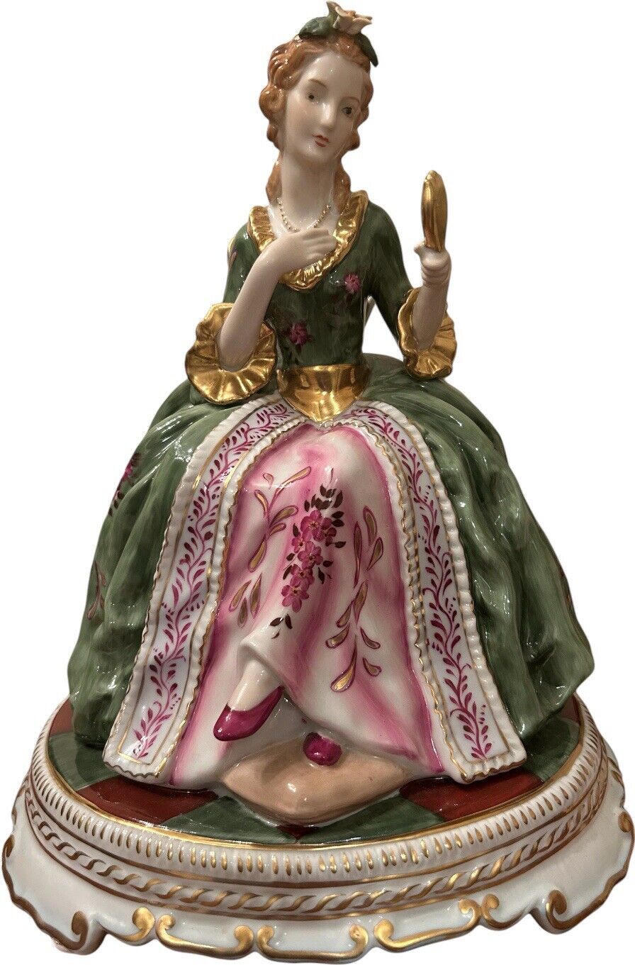 Society Lady Hand-Painted Figurine - Rococo Style Inspired