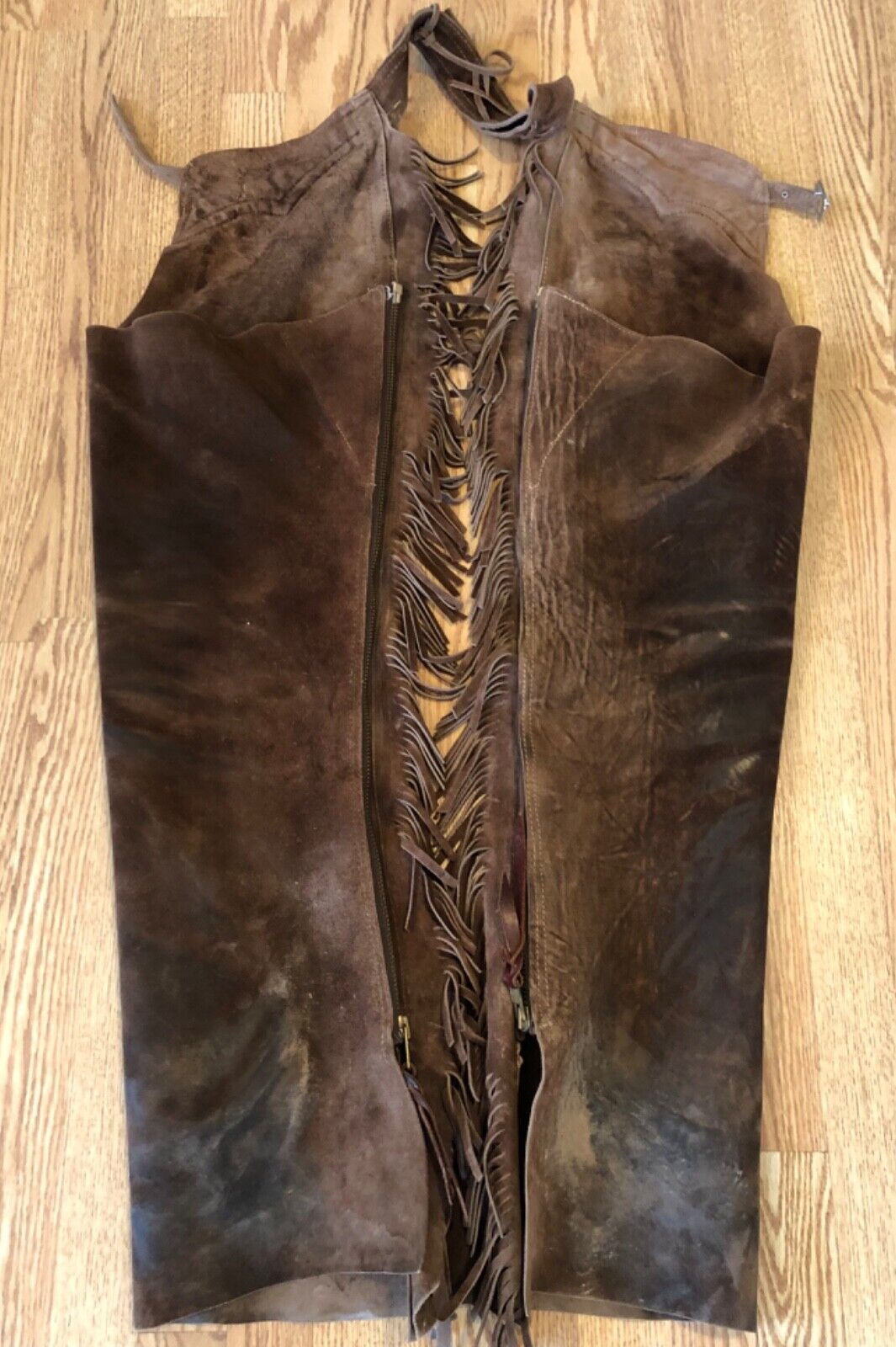Vintage Leather Shotgun Stovepipe Cowboy Chaps Used on The Dakota Prairie