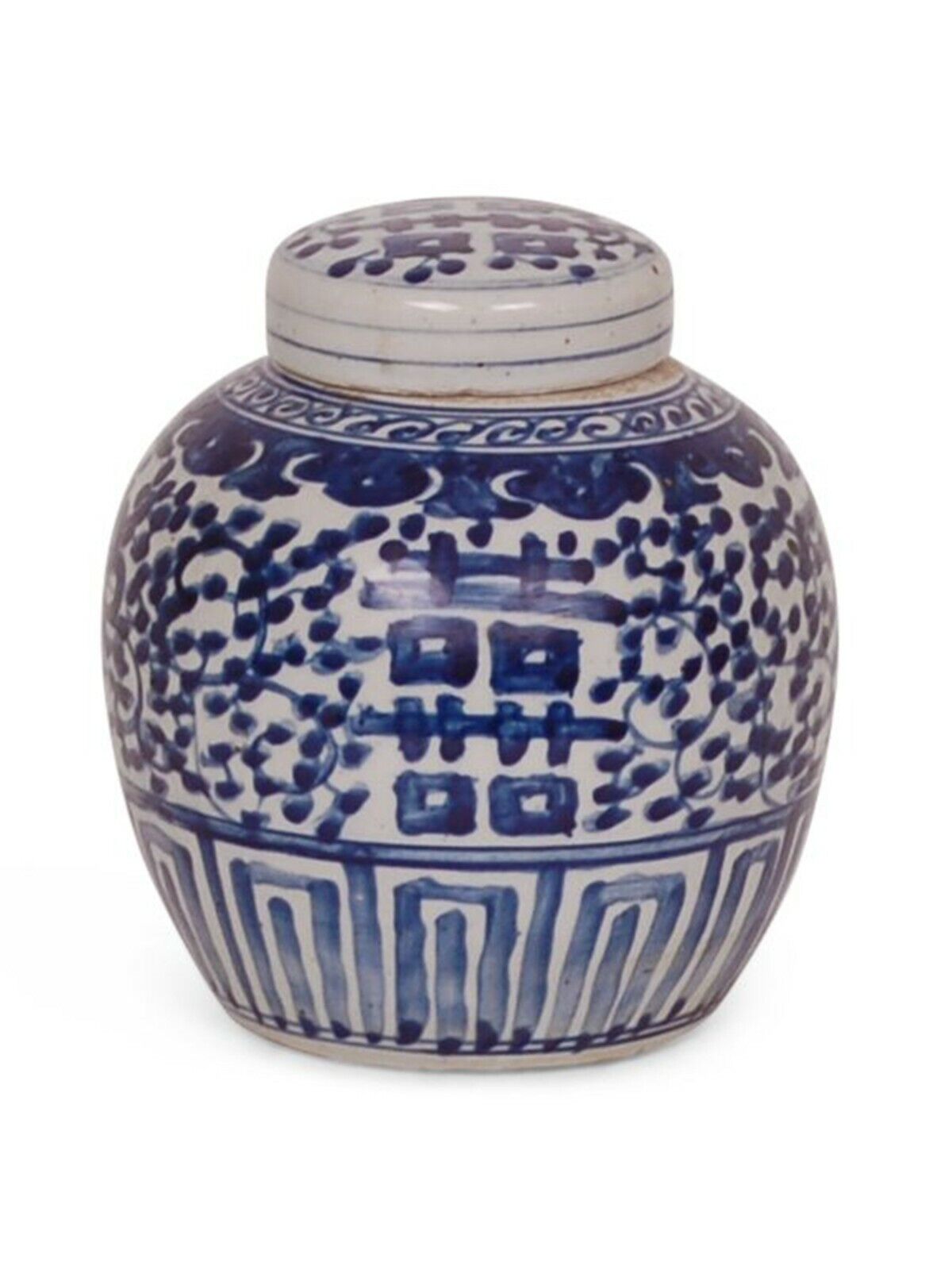 Blue and White Ginger Jar Double Happiness Chinese Temple Jar Chinoiserie 6\