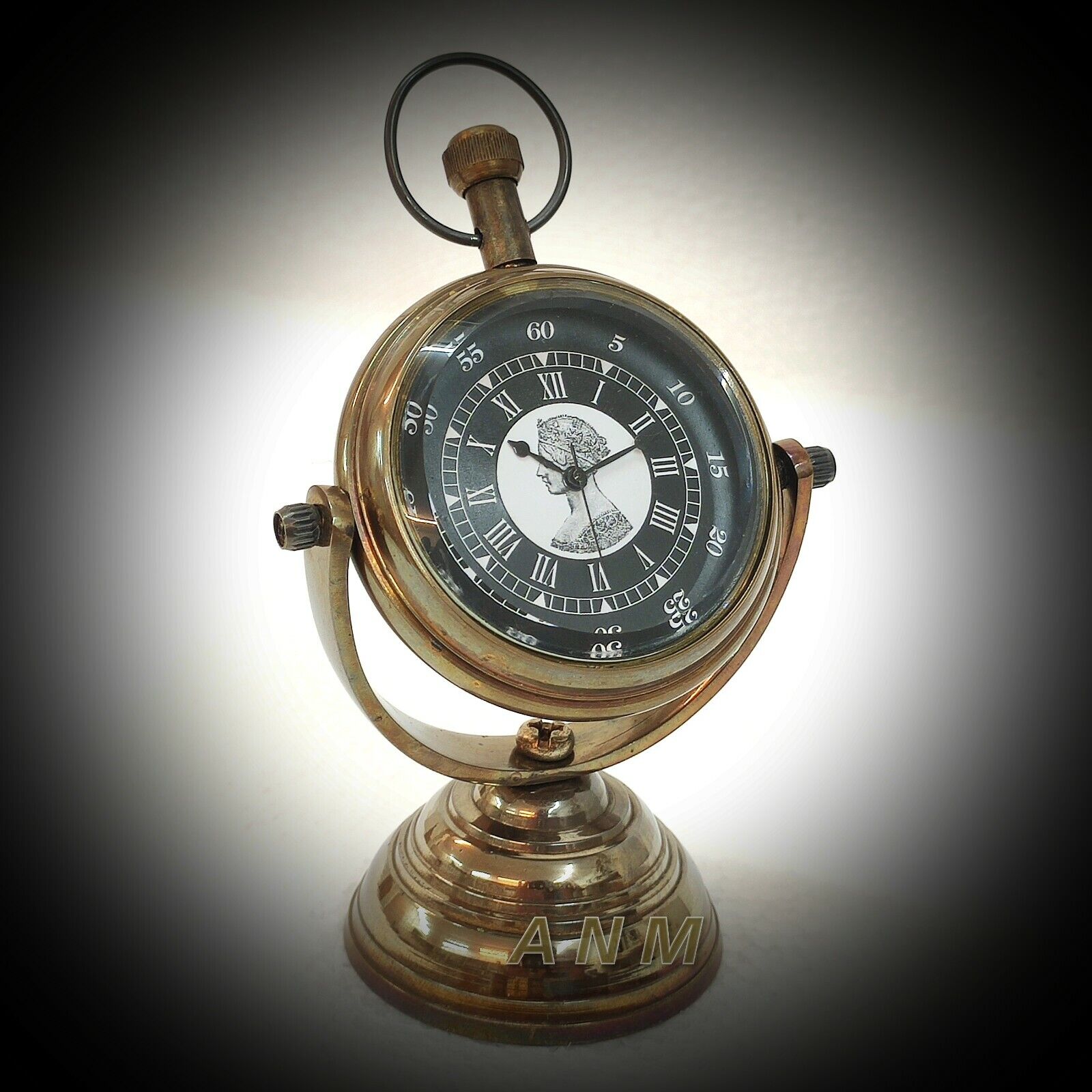 Antique Brown Finish Brass Made Desk Clock Table Decorative gift