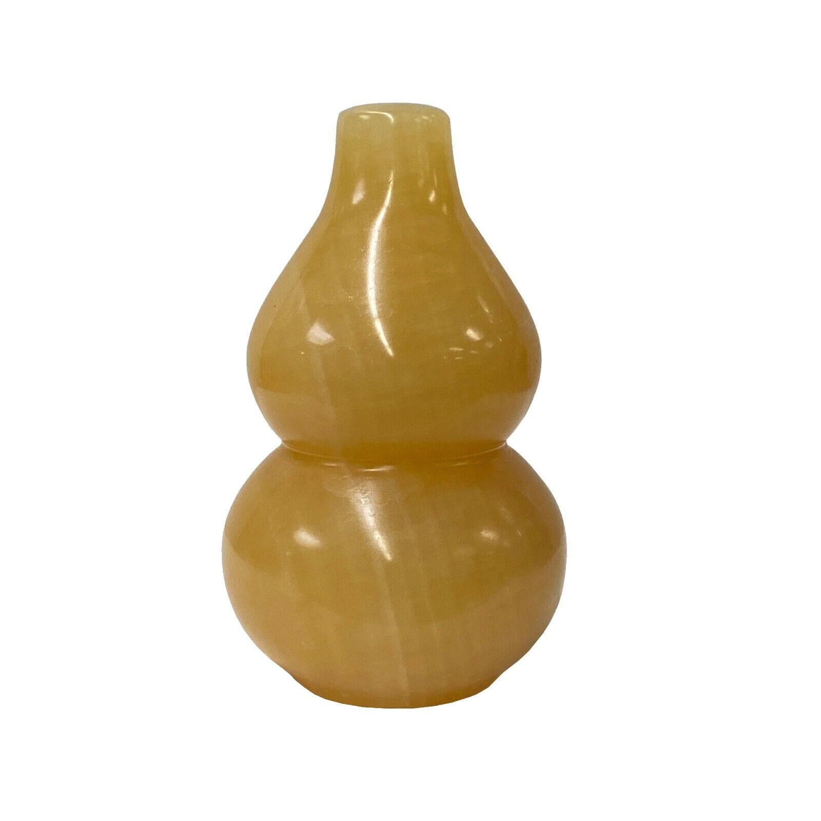 Oriental Yellow Stone Carved Gourd Shape Fengshui Display Art ws1196