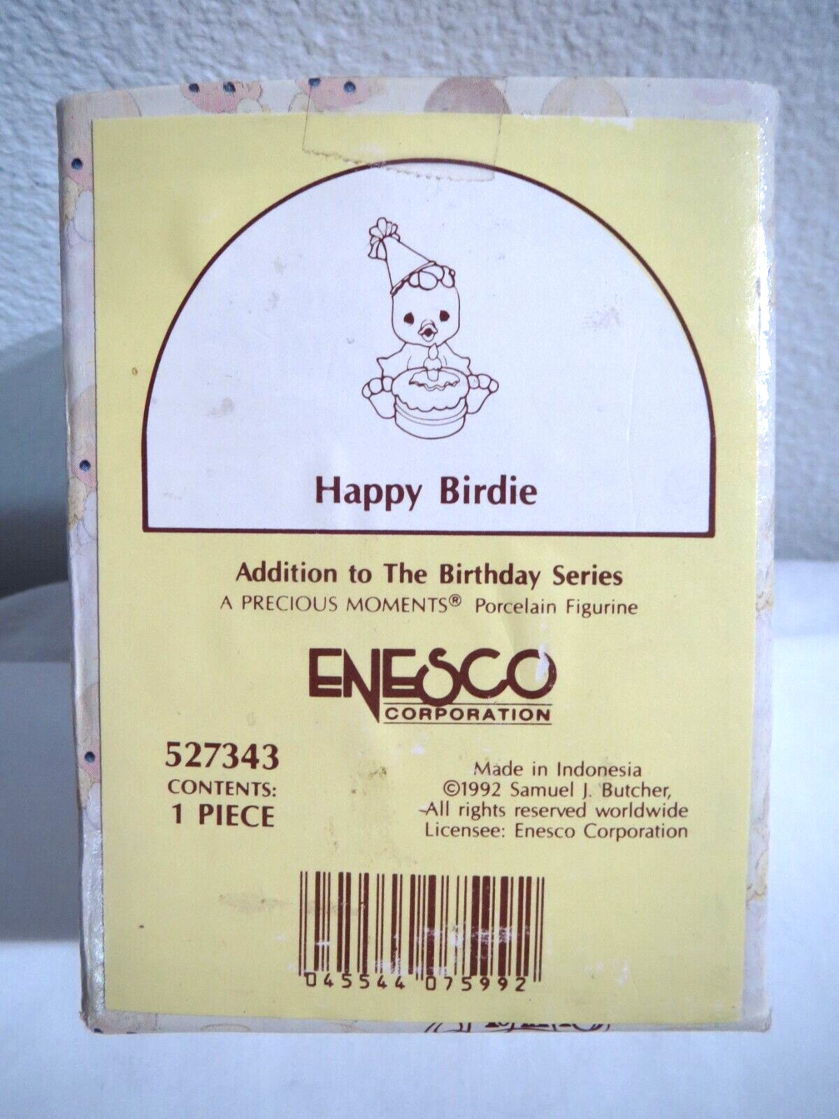 Precious Moments 527343 Happy Birdie 1992 Enesco Figurine Birthday Cake
