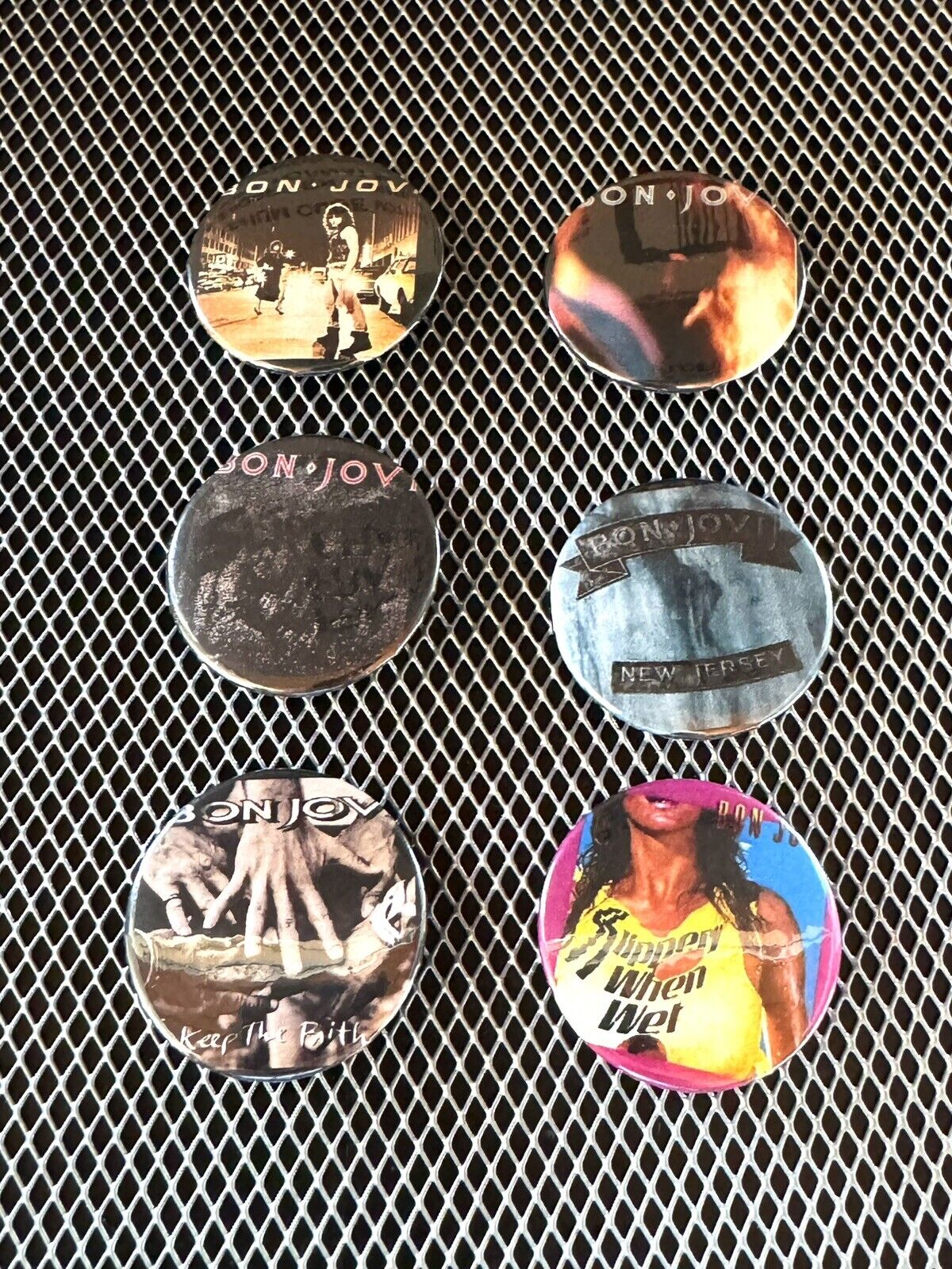 Bon Jovi “The First 5” Album Covers 1.5” Pin Back Buttons W/ Chase Button