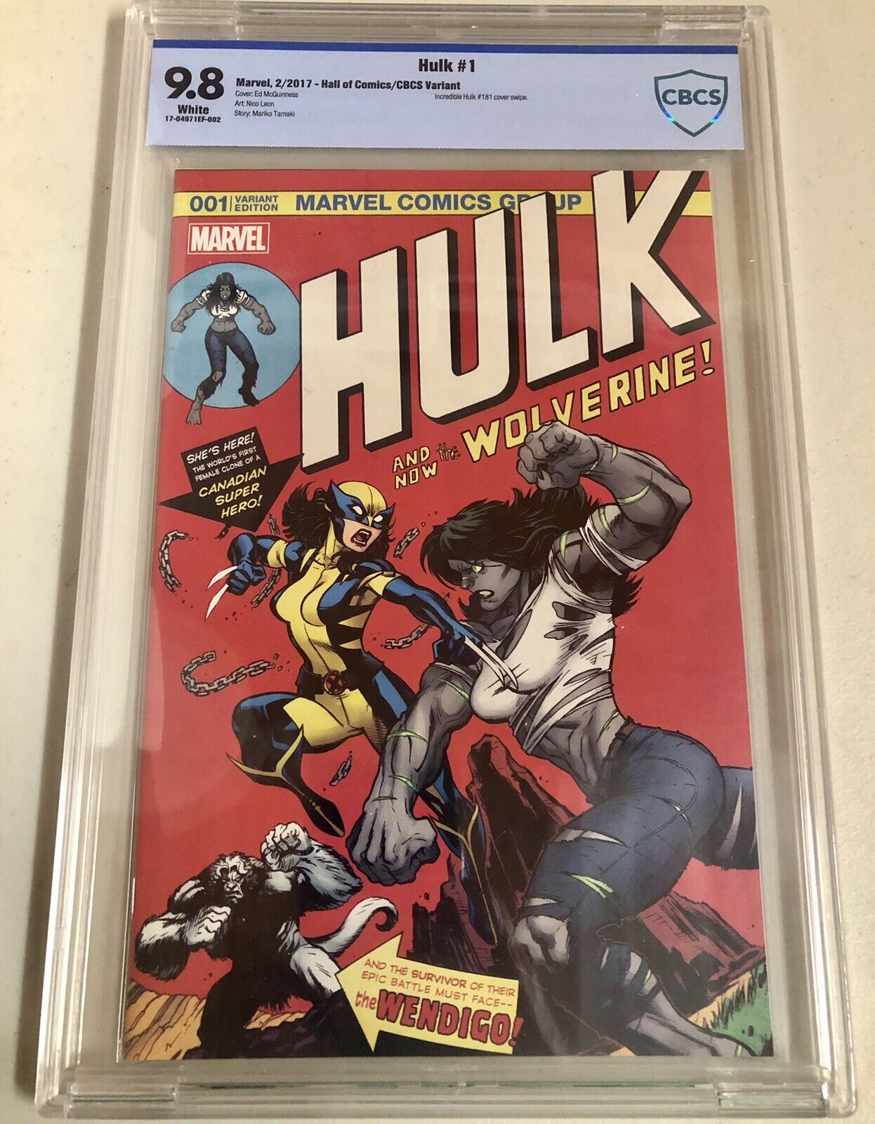 Marvel- Hulk #1 (2017) CBCS 9.8 McGuinness/Hall Of Comics Exclusive Cover A