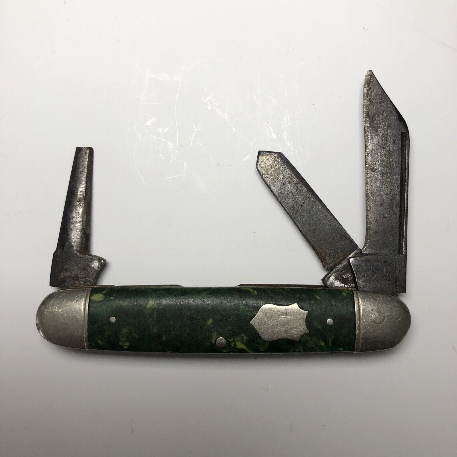 RARE Vintage Federal Knife Co Syracuse NY 3-Blade Pocket Knife 2” Green - 606