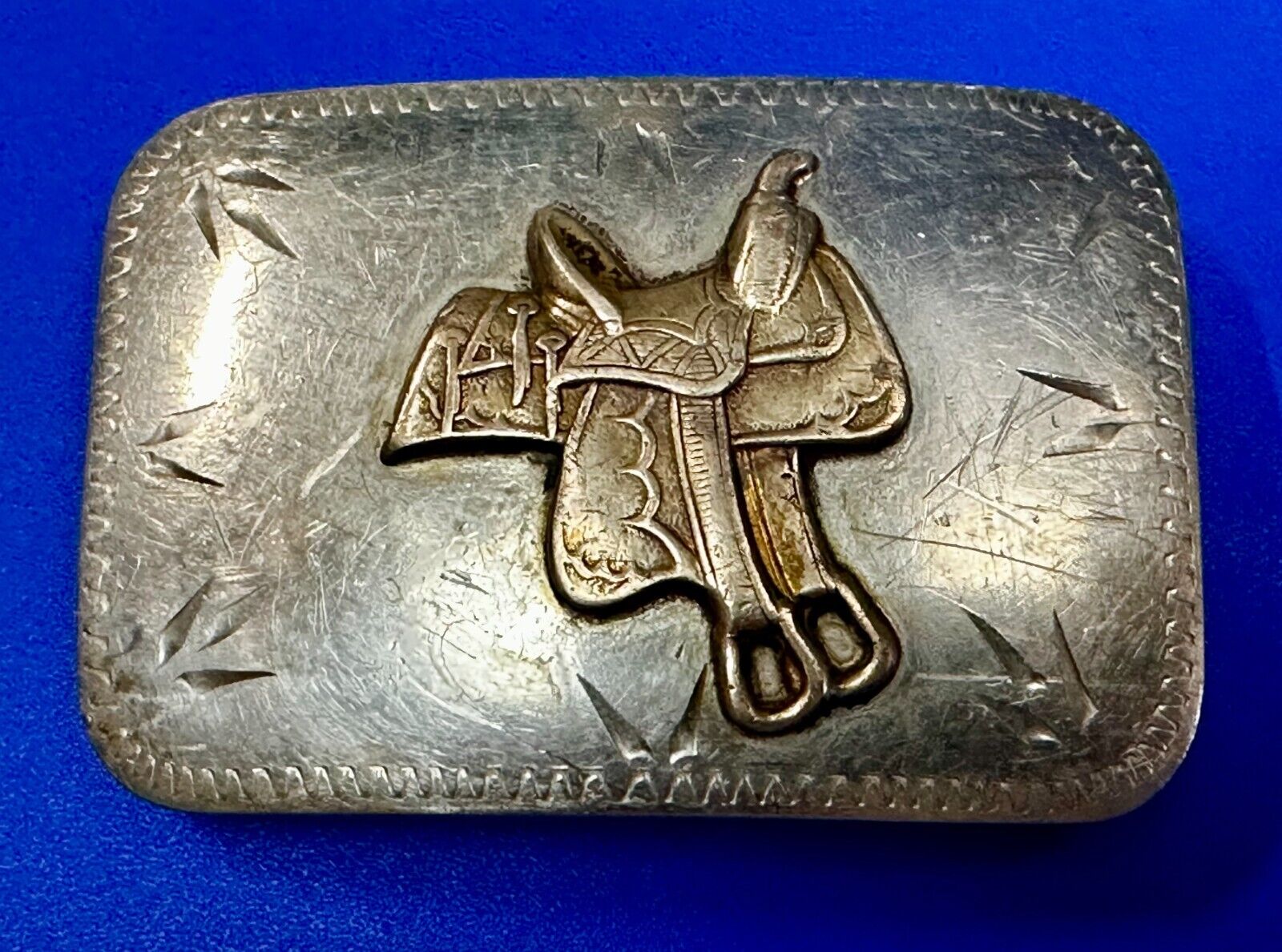 Vintage Horse Saddle - Solid Nickel Belt Buckle by Renalde - Denver Colorado