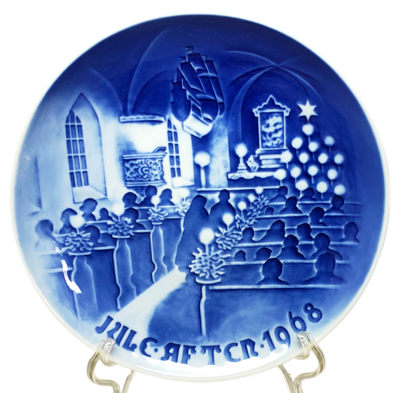 B&G Bing & Grondahl - Christmas Plate 1968 - Christmas in Church - Denmark