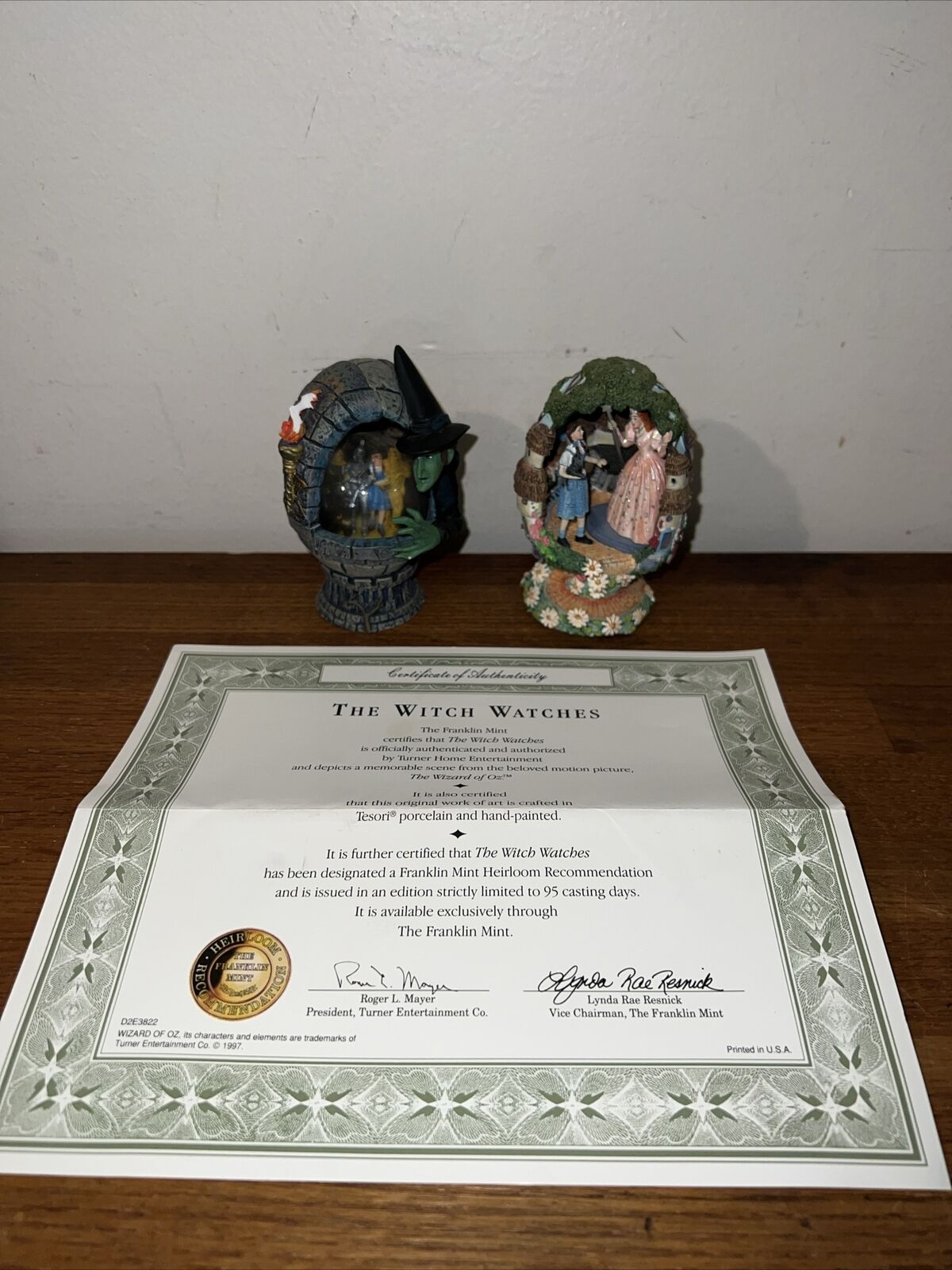 Vtg Franklin Mint The Wizard of Oz Collectible Egg Figurines Lot Of 2