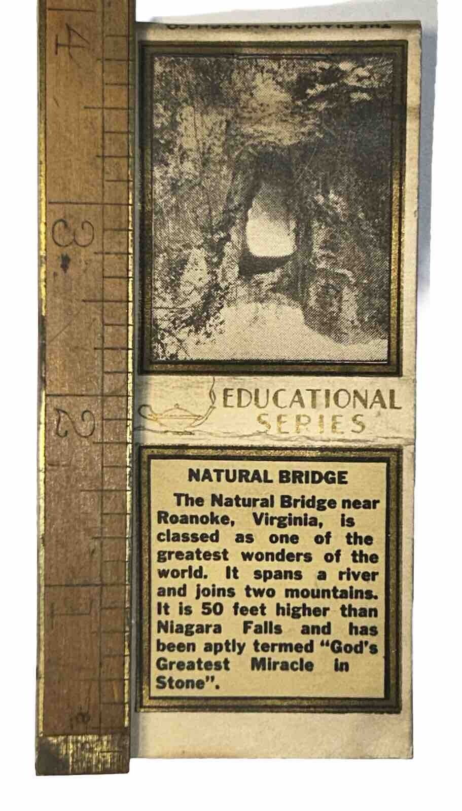 Antique Natural Bridge Rock Roanoke Virginia 1930's Matchbook Diamond Match Co
