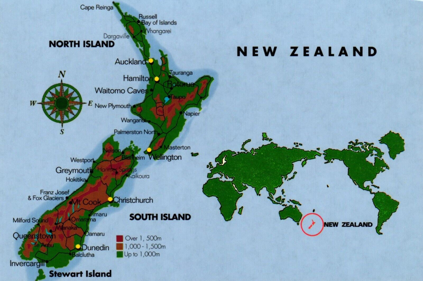 Map Of New Zealand Postcard