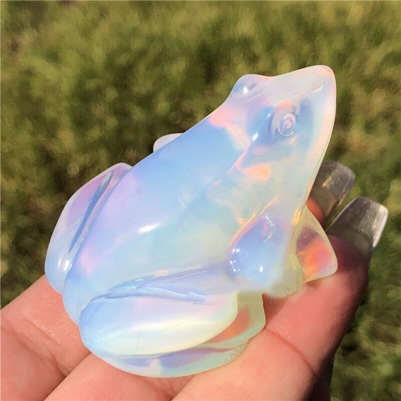 1.5'' Natural Crystal Mineral Specimen Opal Hand-Carved Exquisite Frog Healing