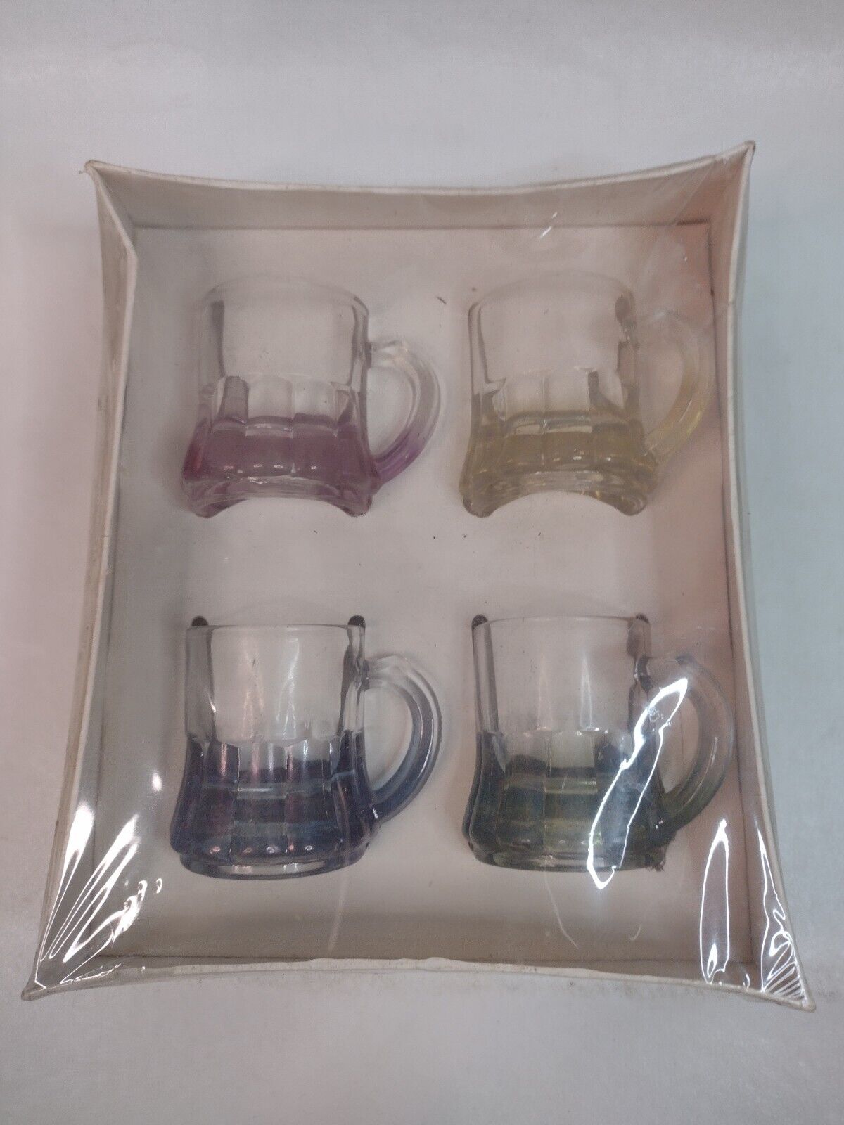 Vintage Federal Glassware Gem Tone Rumpus Set Shot Glasses Mini Mugs Pastel
