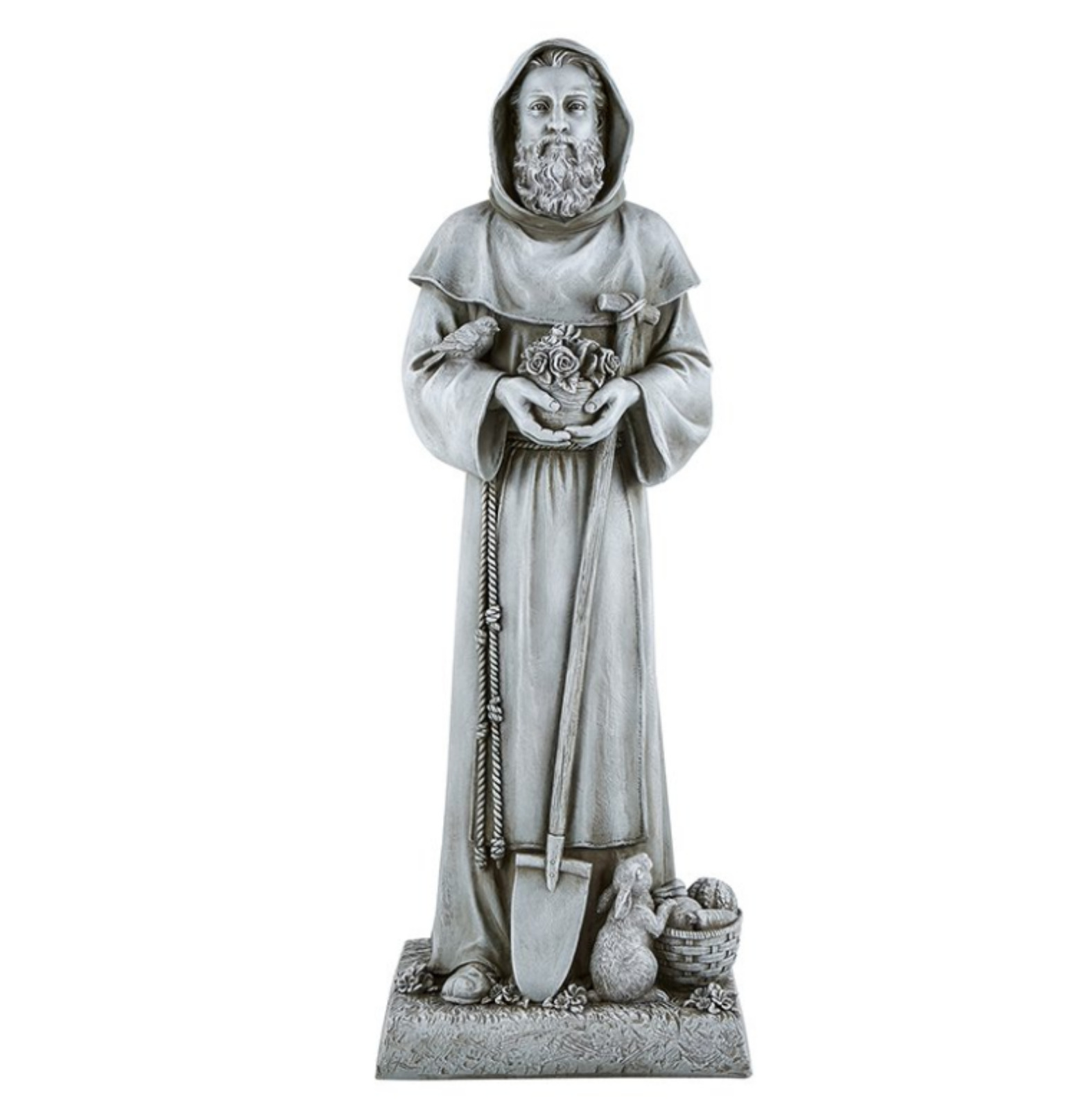 N.G. Saint Fiacre of Breuil Watching Over Garden Resin Statue, 24 Inch