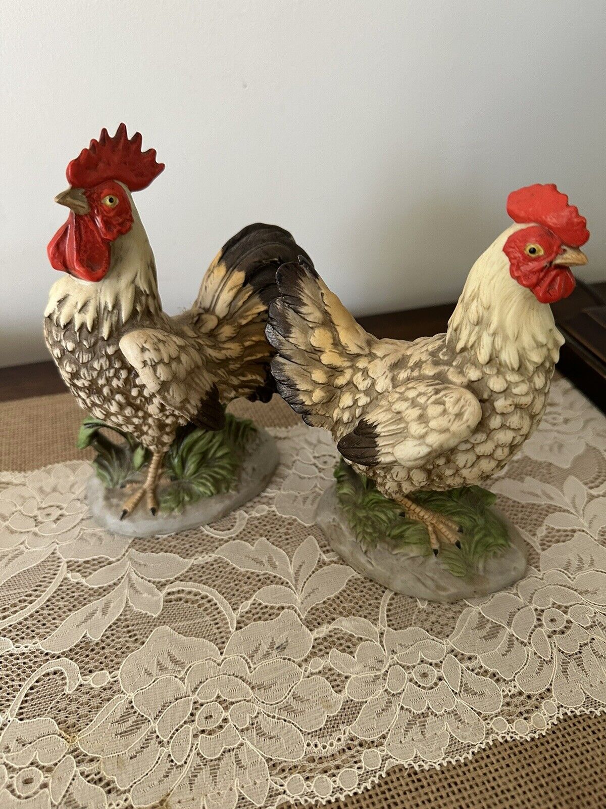 Vintage Collectibles Homco Ceramic Rooster and Hen Figurines #1446 Farmhouse