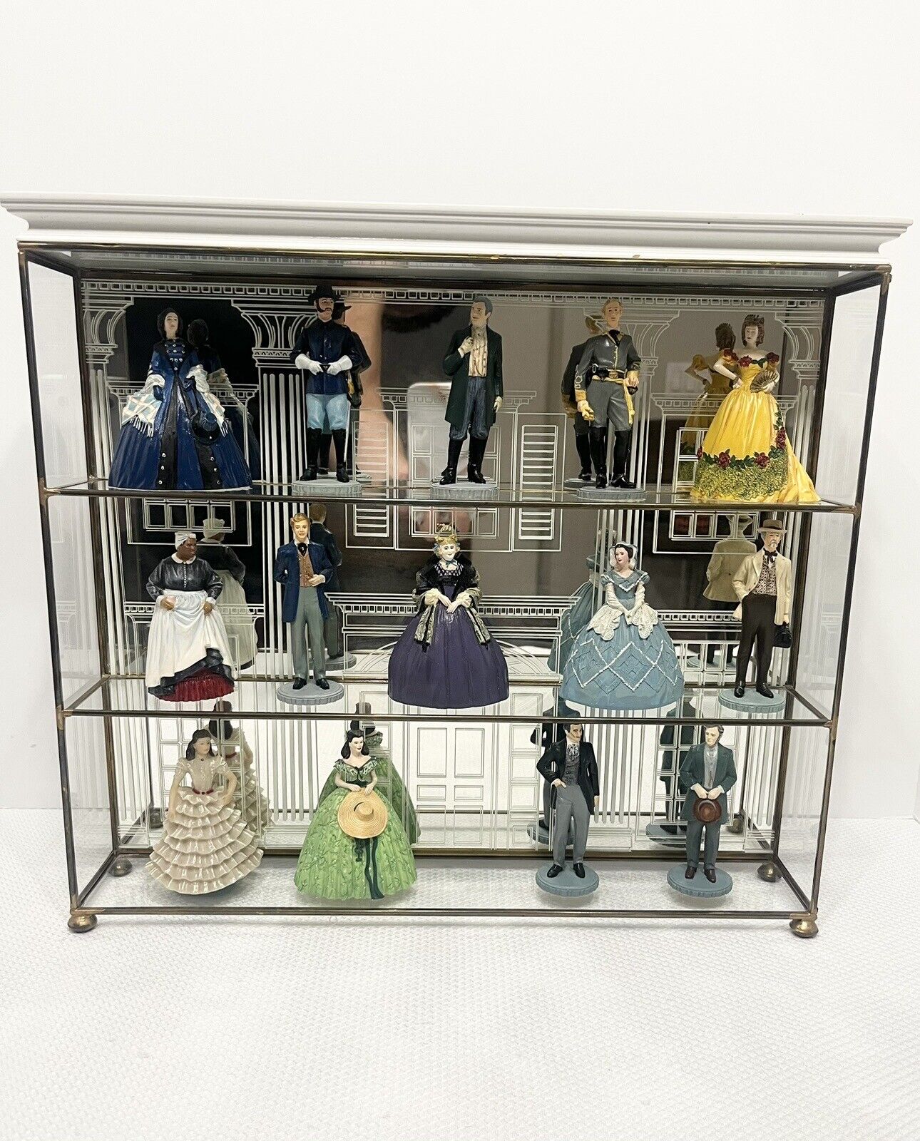 1990 Franklin Mint “Gone With the Wind” Collector 14 Figurine Set w/ Glass Tara