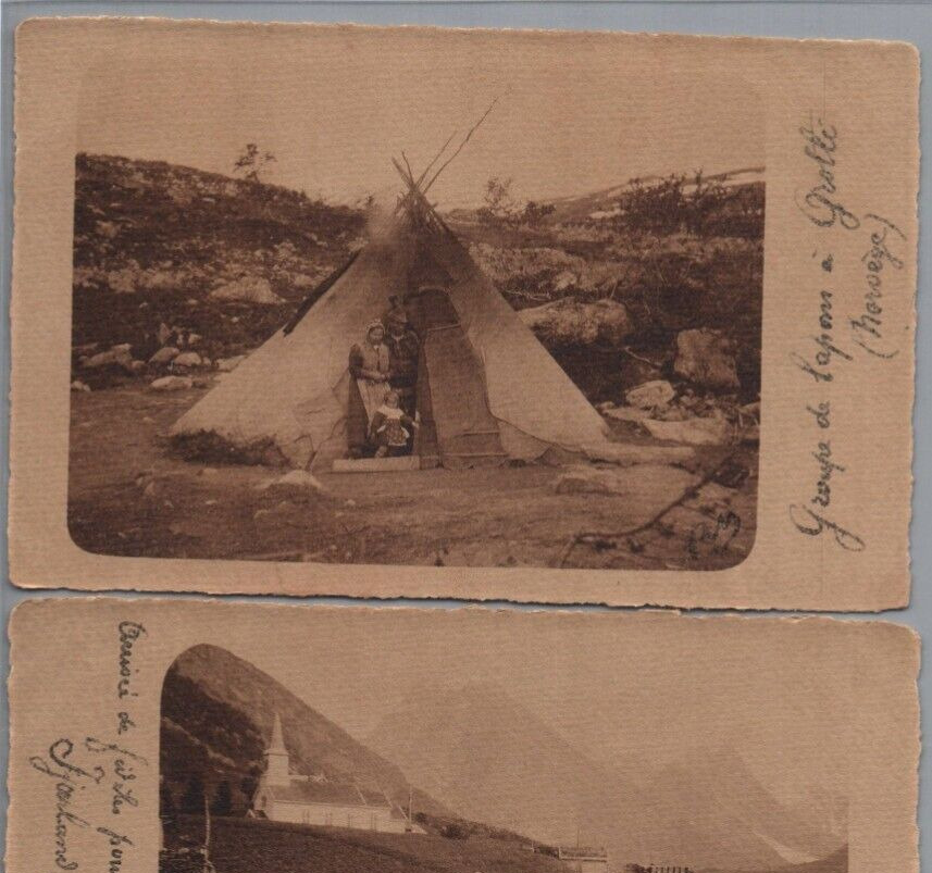 Unique Collection of 17 Hand-Signed Original Photographic Postcards Norway Tipi