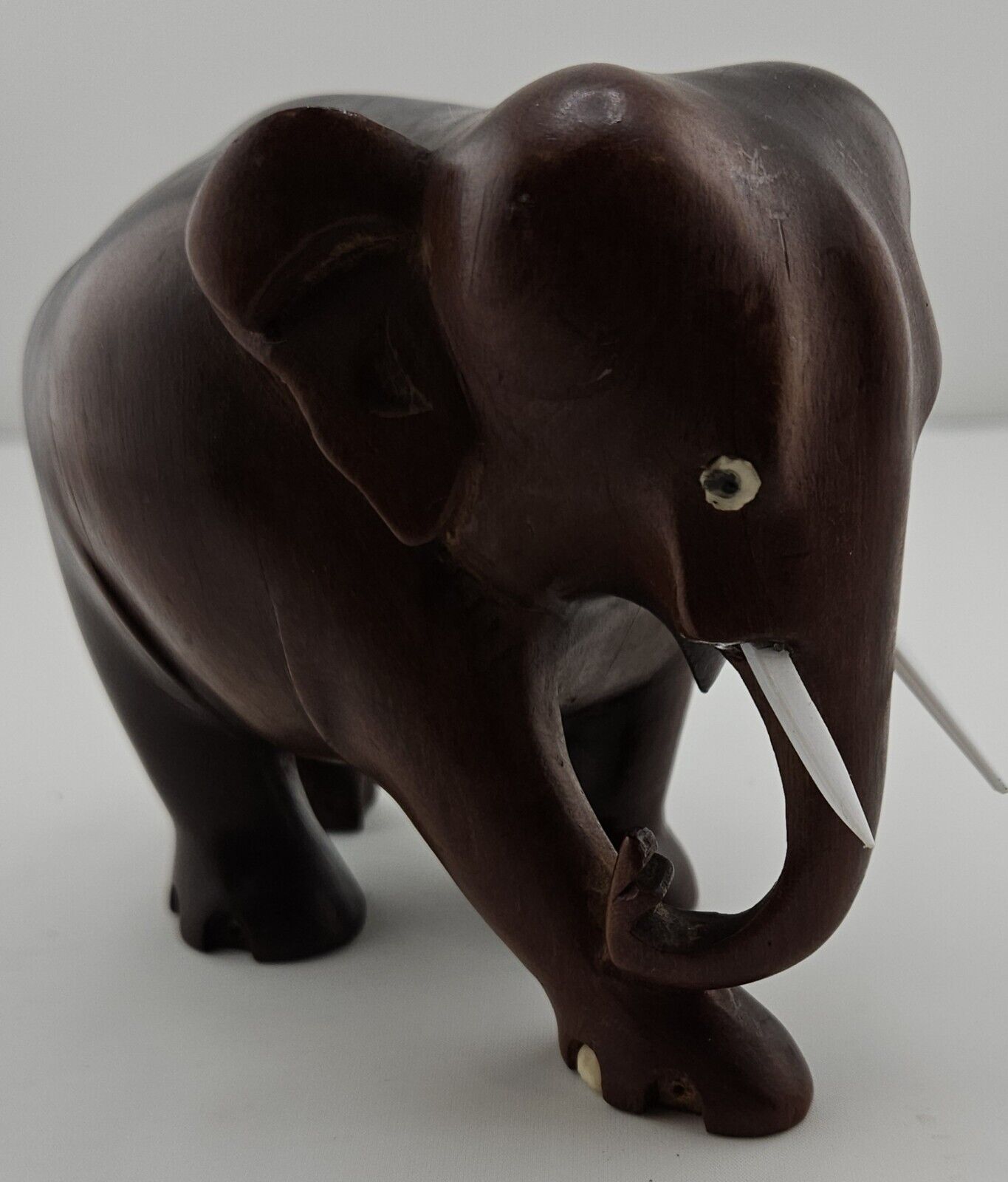 Wood Sculpture-Vintage Black Ebony Hand Carved African Elephant Figurine