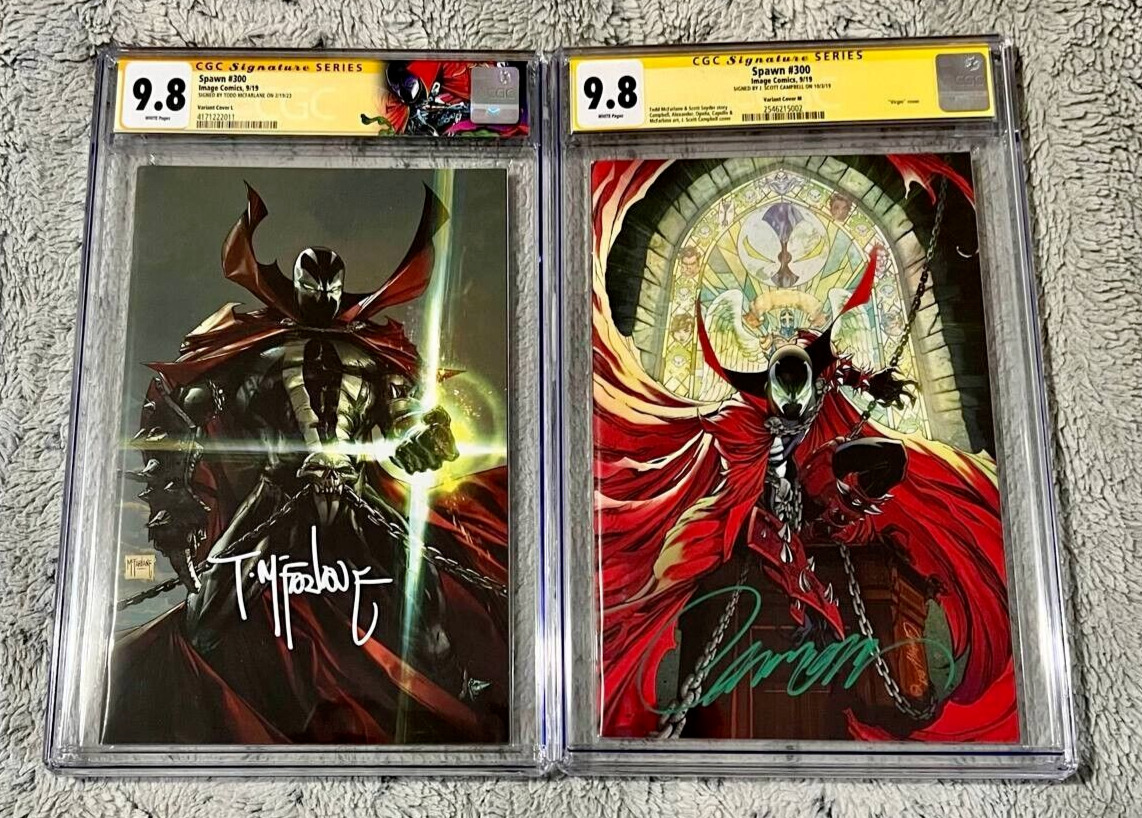 SPAWN #300 SIGNED TODD MCFARLANE, J SCOTT CAMPBELL CGC SS 9.8 RECORD TYING ISSUE