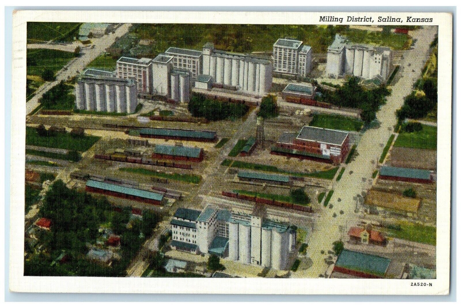 1941 Aerial View Of Milling District Salina Kansas KS Posted Vintage Postcard