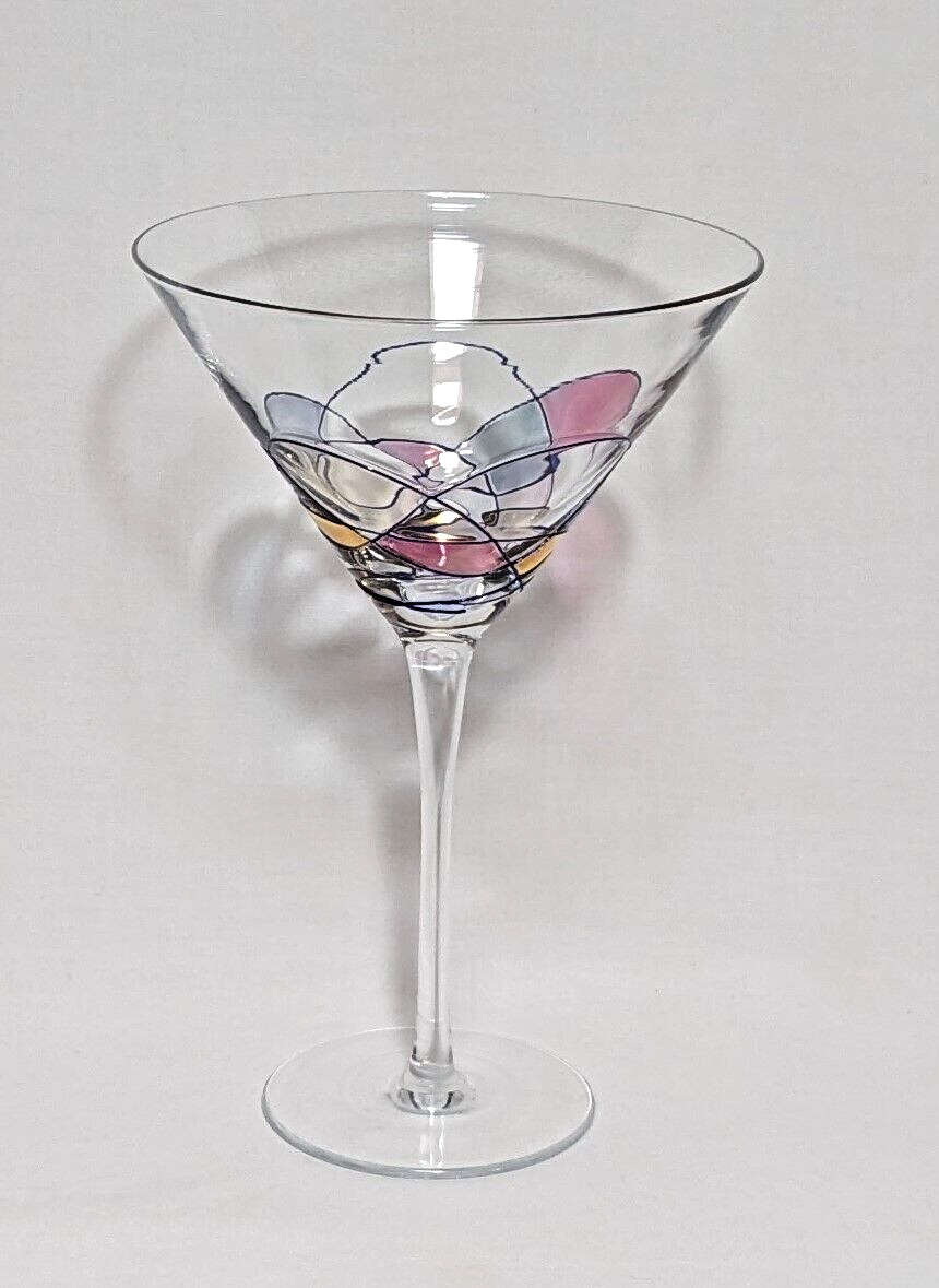 Milano Romanian Mosaic Stained Glass Stemmed Large Martini Glasses 10 oz 8 inch