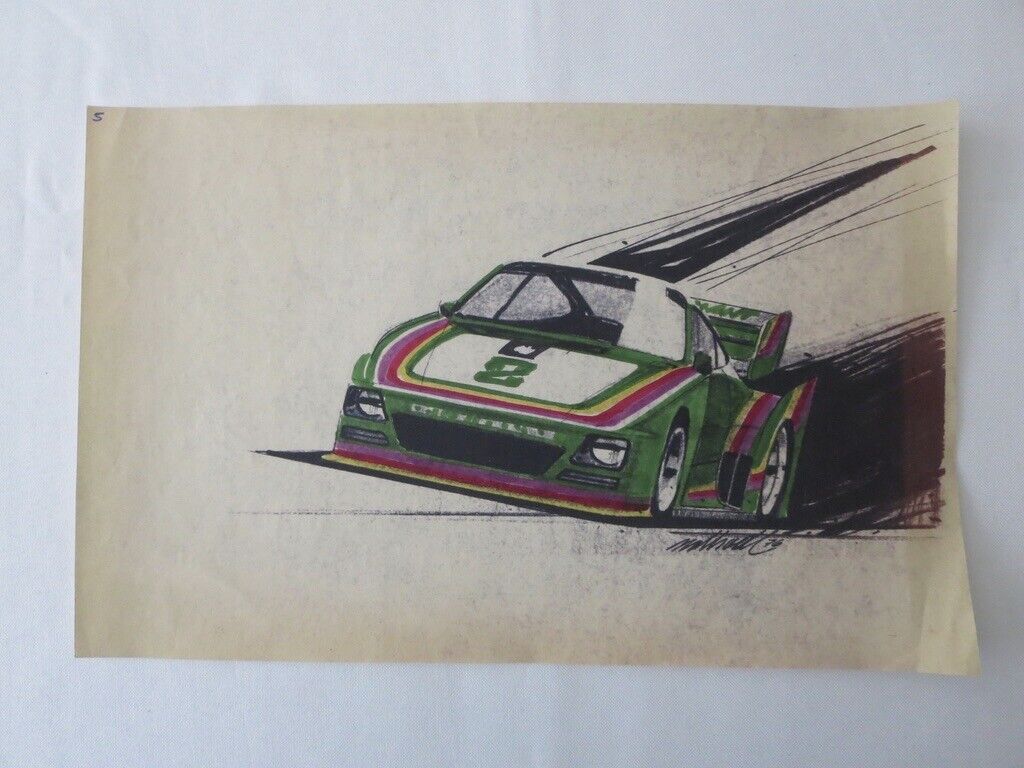 Porsche 935 Kremer Racing Design Sketch Drawing Art NOTTRODT Vintage 1976