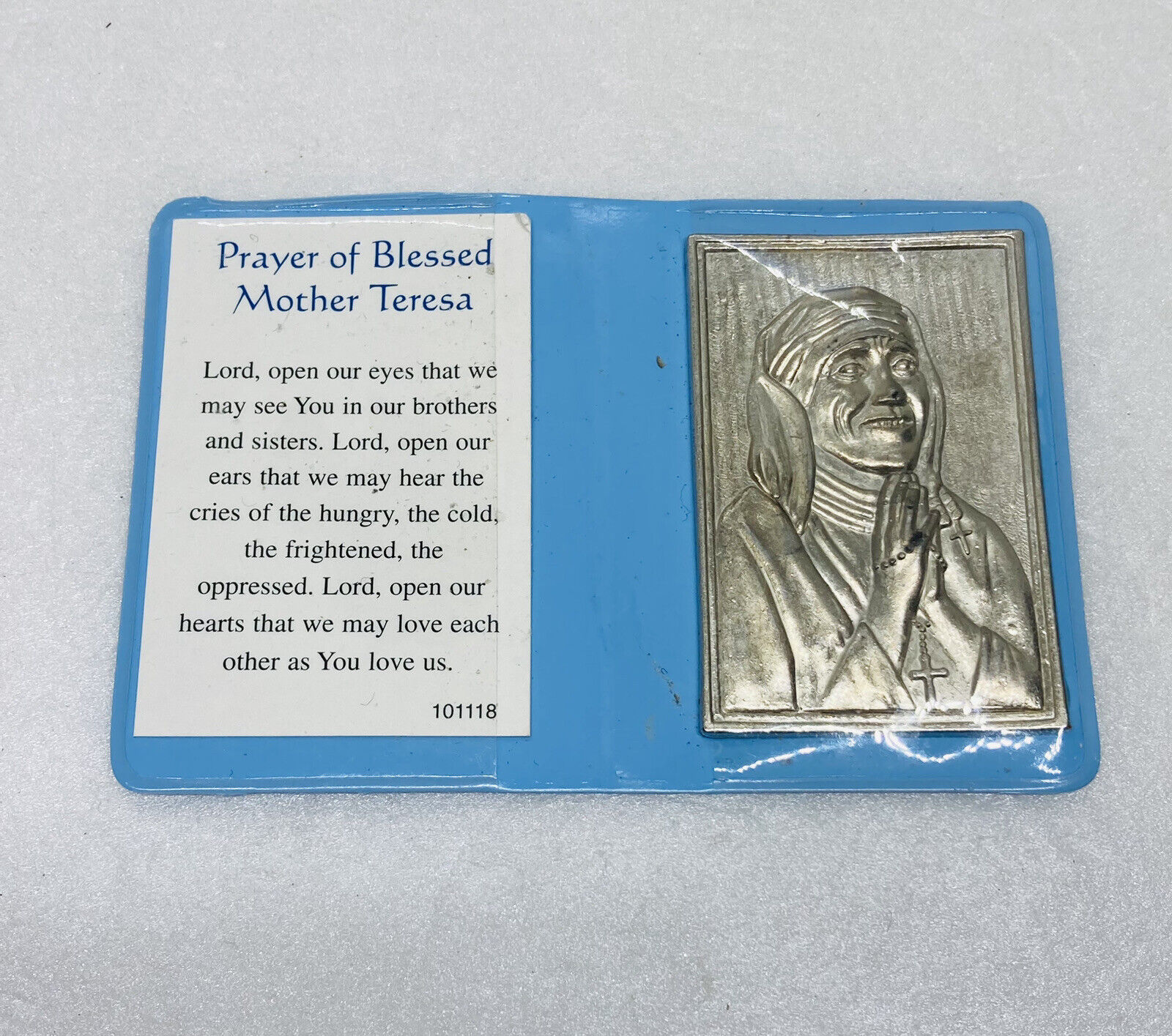 Rare Prayer Of Blessed Mother Teresa Pewter Icon Sacred Heart Monastery C3