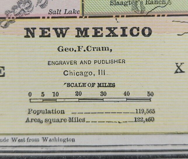 Vintage 1887 NEW MEXICO Map 11\
