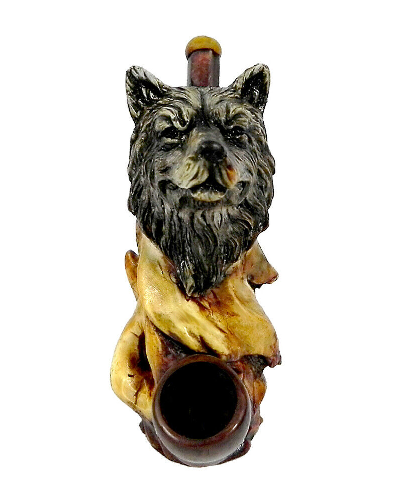 Wolf Head Handmade Tobacco Smoking Hand Pipe Totem Spirit Animal Wildlife Wolves