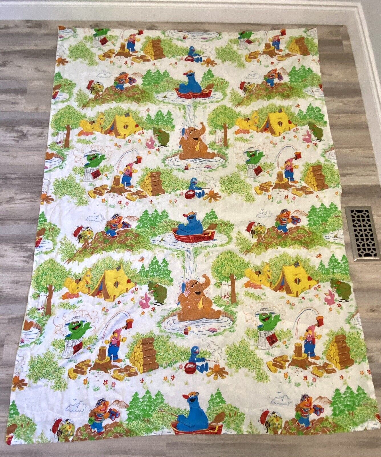 Sesame Street Vintage 1980s Blanket Quilt Comforter Camping themed