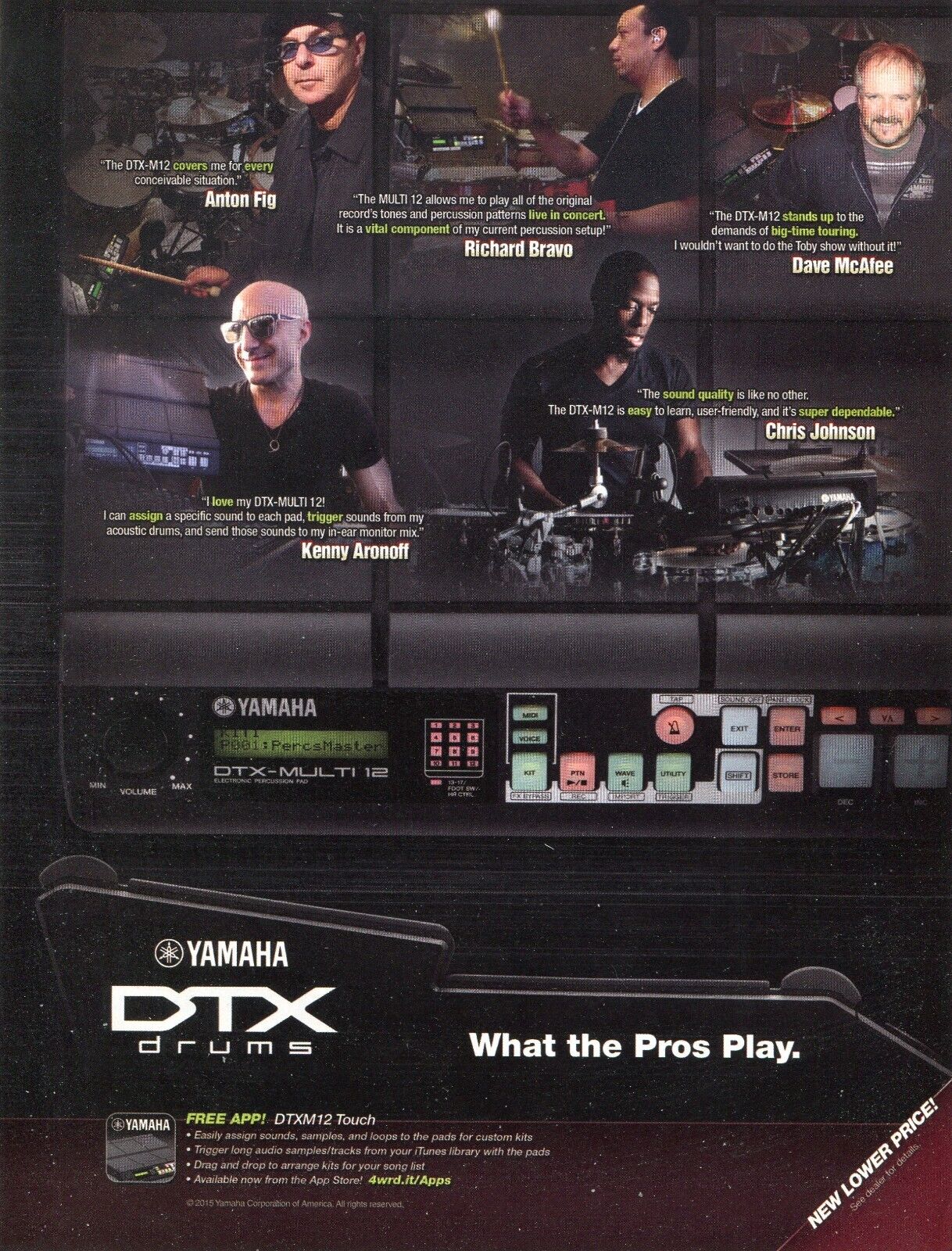 2015 Print Ad Yamaha DTX-Multi 12 Electronic Drums w Dave McAfee Anton Fig