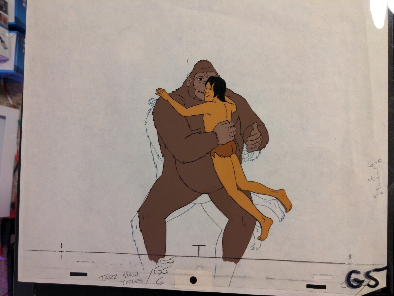 Vintage Tarzan animation cel MAIN TITLE  background Production art 1970's 16