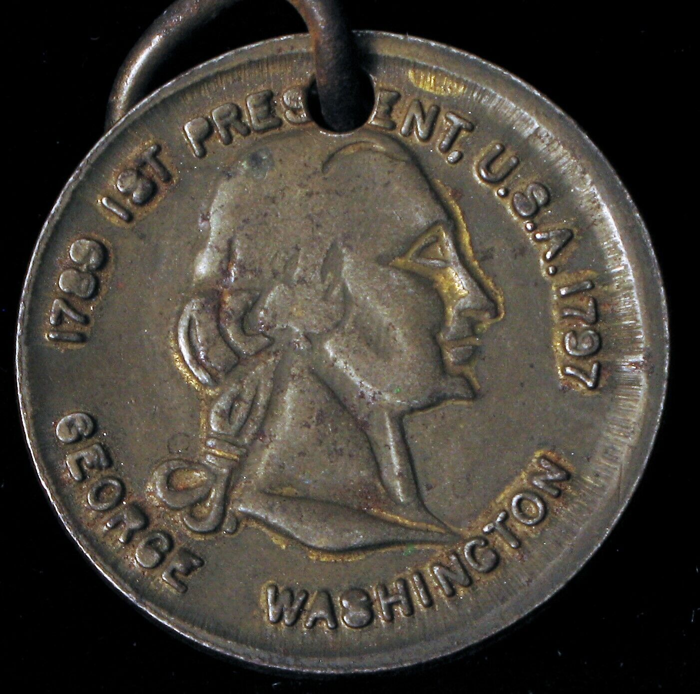 ANTIQUE GEORGE WASHINGTON DOUBLE SIDED KEY FOB 1ST PRESIDENT USA 1789 1797 OLD 