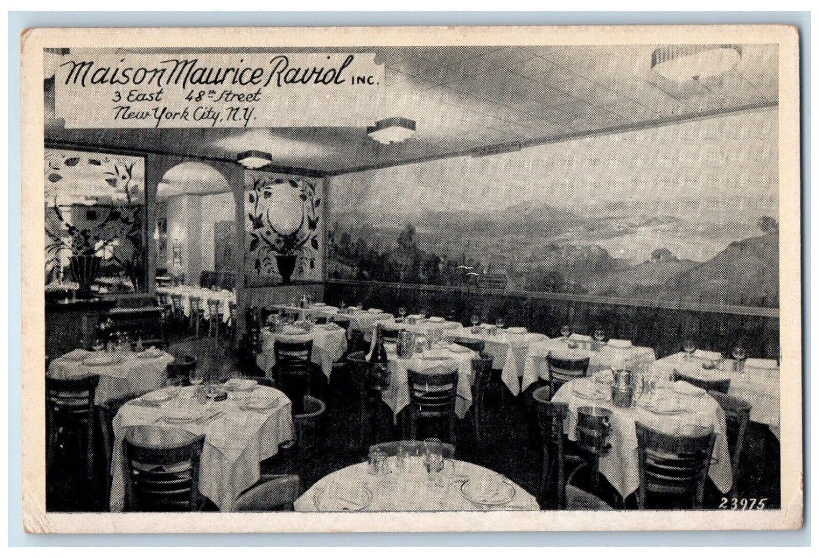 c1930's Maison Maurice Ravial Inc. Dining Room New York City NY Vintage Postcard