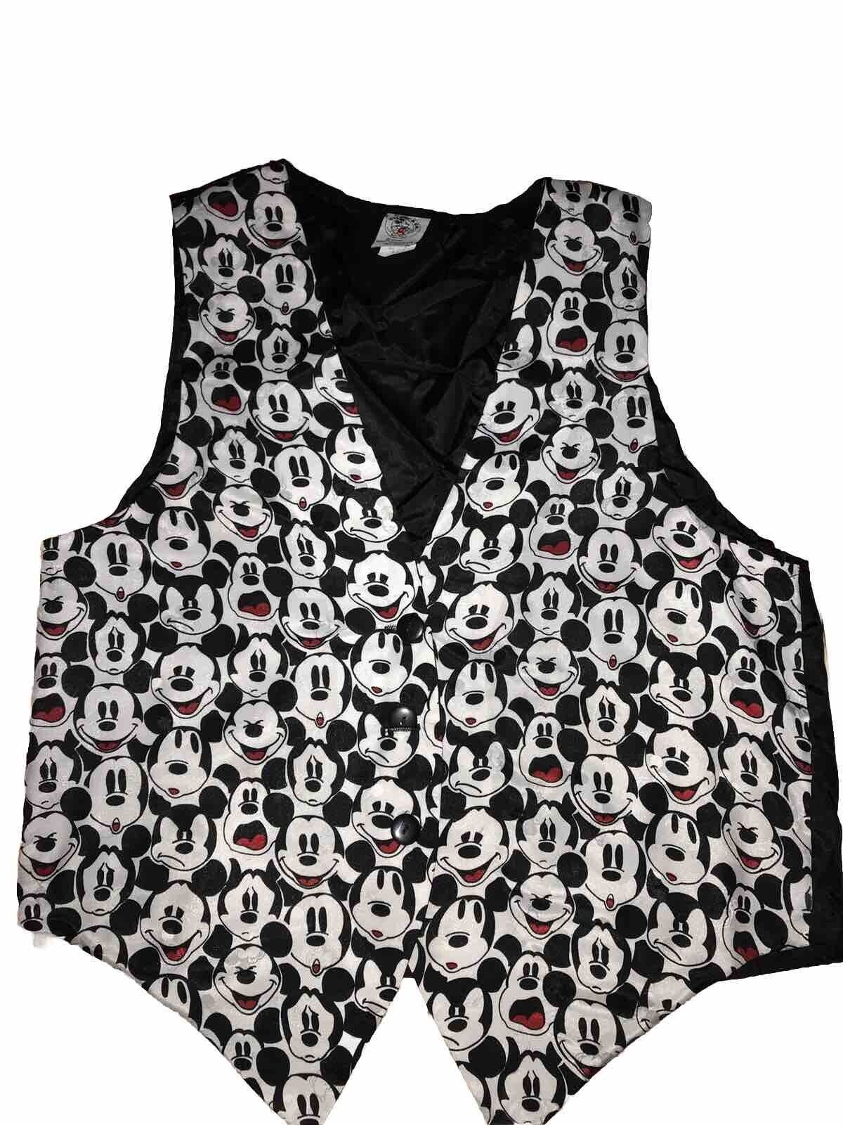 Vintage Reflective Stitching Mickey & Co Vest Made In USA Adult M/L Black/White