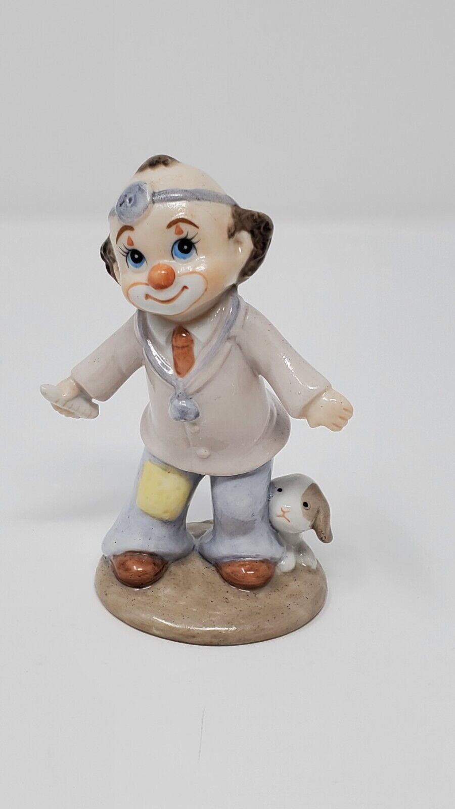 Vintage Clown Geo Z Lefton Doctor with Dog Sevilla Figurine #06093 1987