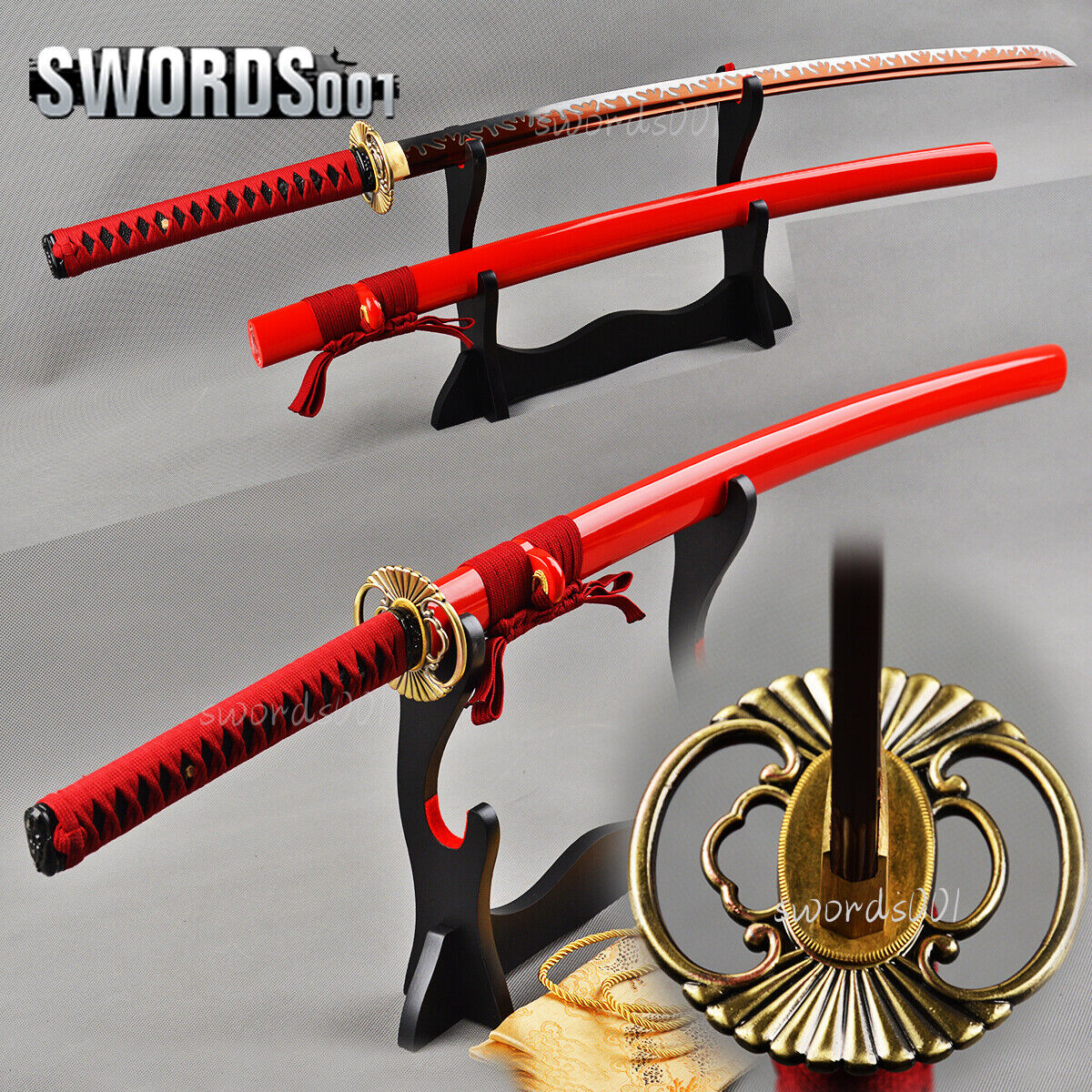 Gorgeous Red Japanese Samurai Katana Sharp Warrior Sword Nice Carbon Steel Blade