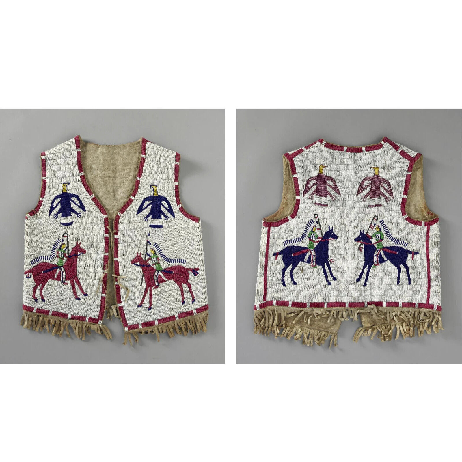 Old American Style Handmade Sioux Beaded Vest Powwow Regalia War Vest BV923