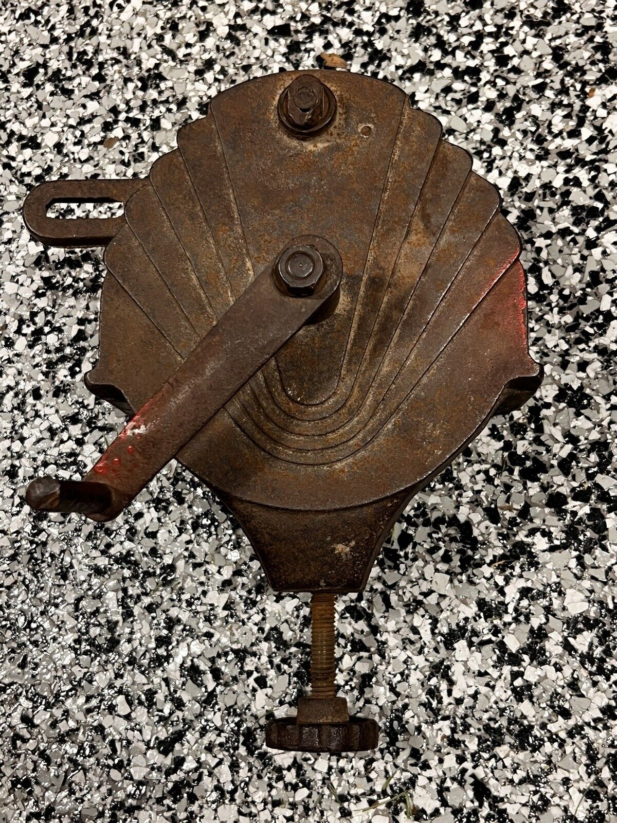 Vtg *ART DECO* Antique Clamp-on Bench Hand Crank Grinding Wheel Sharpening Stone
