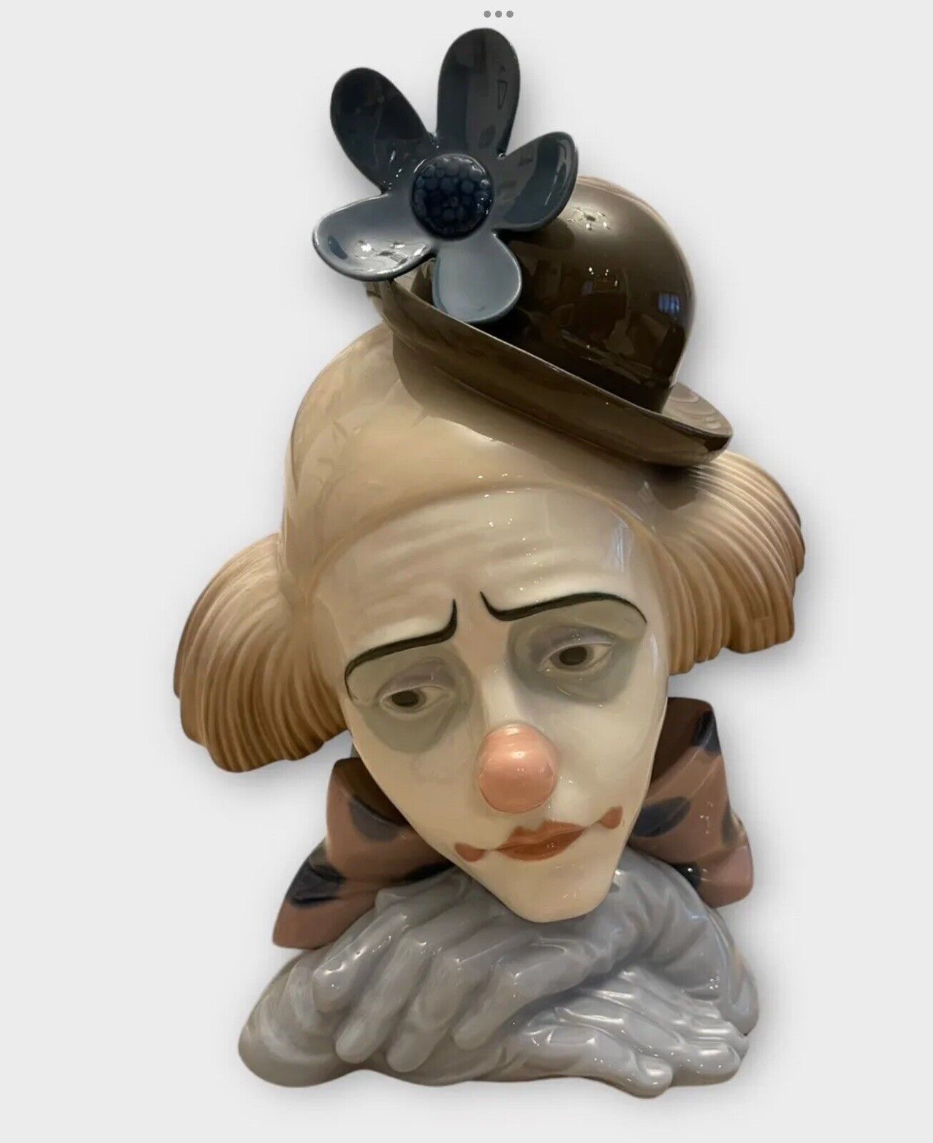 Lladro Pensive Clown Figurine Porcelain, Spain 1981