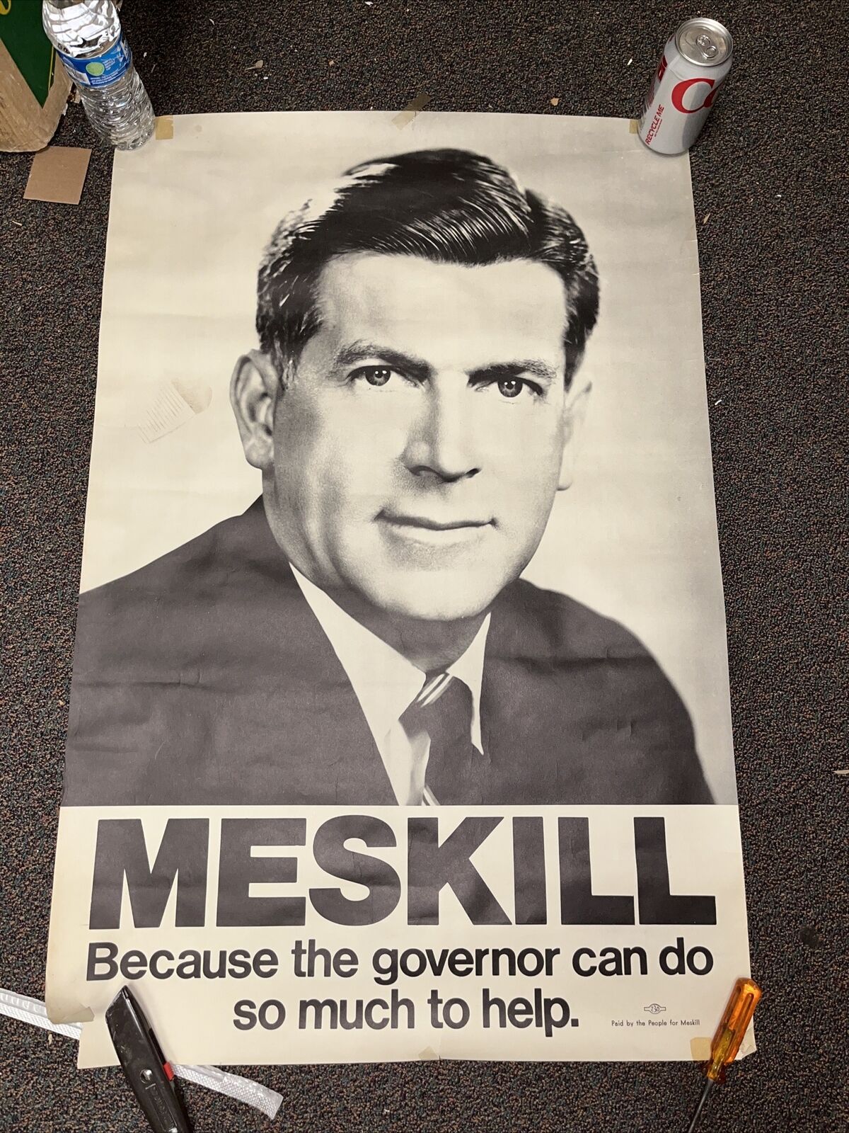 24 x 36” 1970 Connecticut Governor Thomas Meskill Poster New Britain Mayor GOP