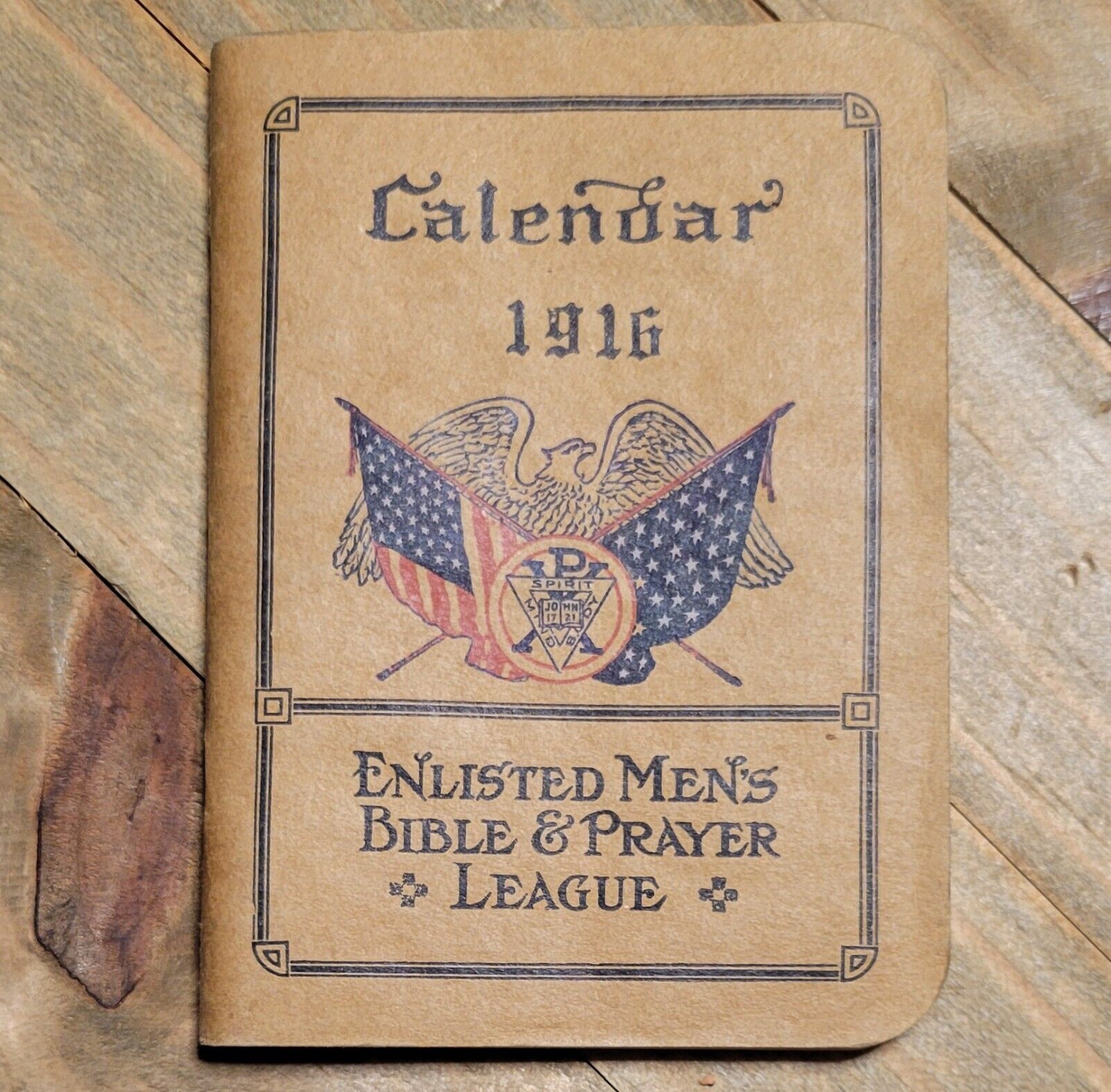Antique 1916 WWI Enlisted Mens Bible & Prayer League Calendar Book