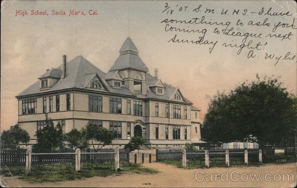 1907 Santa Maria,CA High School Santa Barbara County California M. Rieder value